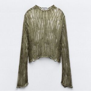 Zara Green sheer knit top - size M